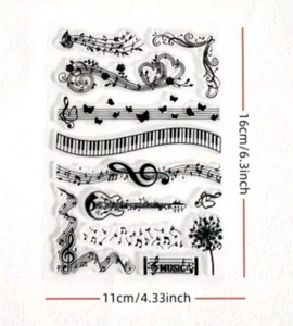 Music clear stamps Border card FAST Free Ship 8x6 In Sheet - Picture 1 of 1