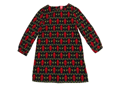 J. Khaki Girls Navy Red Green Patterned Long Sleeve Corduroy Dress, size Medium - Image 1 of 4