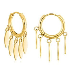 Earrings Gold Huggie Dainty Women Hoop 14k Hoops Tiny Huggy Simple Dangle Huggie - Picture 1 of 7