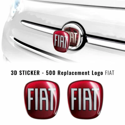 Adesivo Fiat 3D Ricambio Logo Anteriore + Posteriore per 500 - Immagine 1 di 4