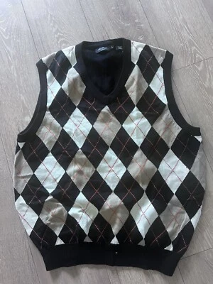 Alan Flusser Argyle Sweater Vest Mens Sz Large Pima Cotton Golf Academic Preppy - Image 1 of 4