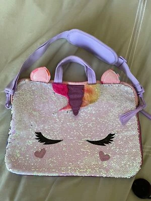 Unicorn Reversible Sequin Metallic Heart Padded Foam Laptop/Carry Case - Image 1 of 4