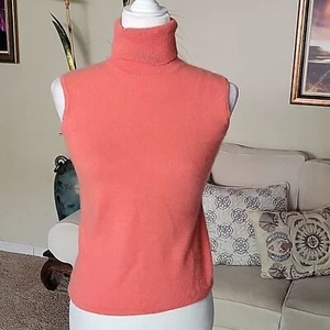 Henri Bendel Cashmere Turtleneck Vest Sweater Size M - Picture 1 of 7