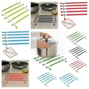 Kitchen Trivet Worktop Saver Hot Pot Pan Stand Rack Silicon Stainless Steel - Picture 1 of 12