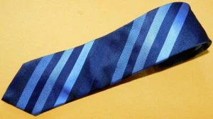 EXPRESS BLUE/LIGHT BLUE STRIPED SLIM TIE - TIES - NECK TIES - DESIGNER TIES. - Picture 1 of 3