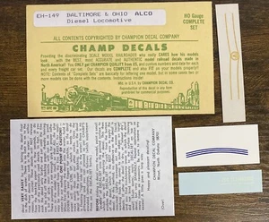 Vintage Champ Decals #EH-149 Baltimore & Ohio Alco Diesel Locomotive HO Set - Picture 1 of 1