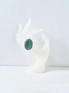 Malachite & Silver Plated Ring UK Size  S US Size 9. 5 Gemstone Jewellery - Picture 1 of 4