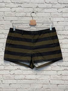 Madewell Striped Dark Green Black Striped Shorts Women's Size 6 (Actual 33x3)