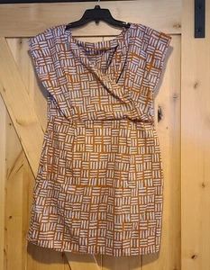 Global Mamas Sleeveless Cotton Mini Dress Womens Size XL Batik Gray Orange Wrap - Picture 1 of 14