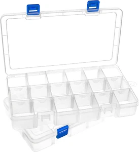 DARUITE 18 Grids Craft Storage Boxes with Compartments, Plastic Bead Storage Box - Picture 1 of 12