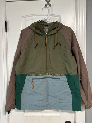 LL Bean Mountain Classic Anorak Jacket Men’s Sz M Colorblock Aztec Windbreaker - Image 1 of 4