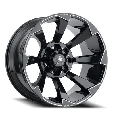 22x12 Luxxx HD LHD16 Gloss Black Milled Wheel 8x170 (-44mm) - Image 1 of 4