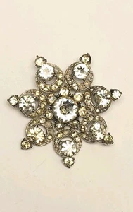 Vintage Bogoff Brooch 1940's and 1950's Flower Clean Rhinestone Star Bold Big 2" - Picture 1 of 11