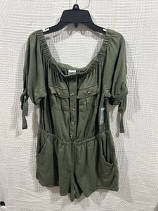 No No Knit Green Romper Short Outfit Woman’s Size L(11/13) NWOT - Picture 1 of 6
