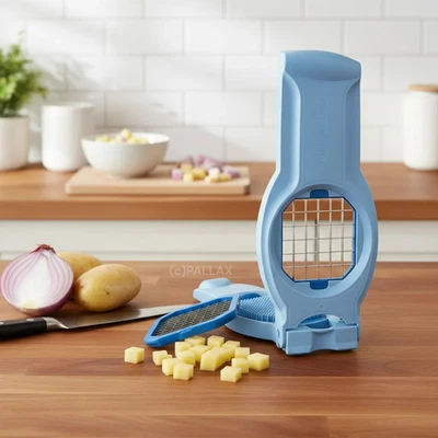 TUPPERWARE D147 UNIVERSALSCHNEIDER 10 + 15 MM HELLBLAU POMMES-MAKER - Bild 1 von 2