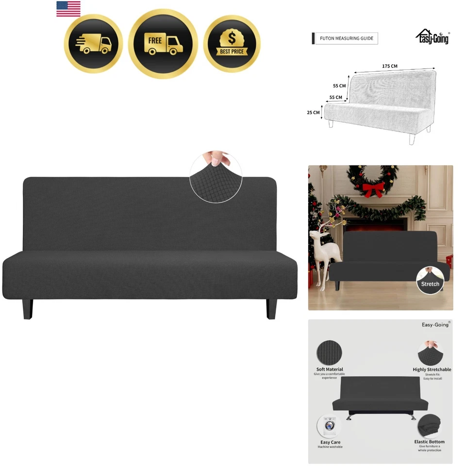 Funda protectora de sofá futón elástica funda de cama grande para niños cubierta de sofá oscura... Foto 1 de 4