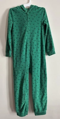 Carter's Niños Niños 1 Pieza Personaje Dinosaurio Con Capucha Vellón Cremallera Pijamas Verde 6 Foto 1 de 4