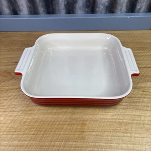 Le CREUSET Cerise RED Stonewear 9” X 9” Square Baking Casserole Dish W/handles - Picture 1 of 9