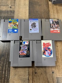 NES Lot of 5 Games: Bump n' Jump, Xenophobe, Tecmo NBA, Bases Loaded, MLB ...