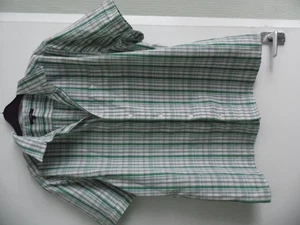 men's George size 3XL short sleeved collared shirt green grey & cream striped - Picture 1 of 2