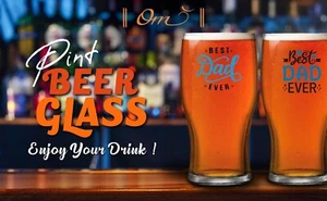 Best Dad Ever Tulip Pint Beer Glass Father’s Day Birthday Christmas Gift - Picture 1 of 10