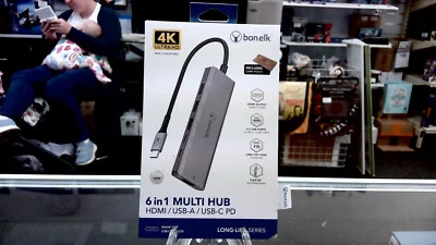 Bonelk Long-Life USB-C to 6-1 Multiport Hub w/HDMI/USB-C PD/USB-C/3x USB-A Grey - image 1 of 4