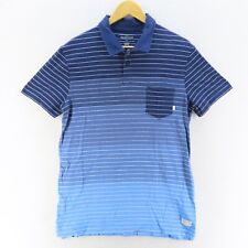 Quiksilver Polo Shirt Mens Adult Size Large Blue Short Sleeve Striped Casual