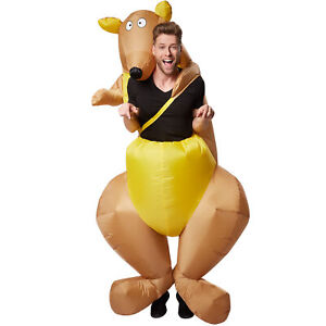 Selbstaufblasbares Unisex Kostüm Känguru Huckepack aufblasbar Fasching Karneval