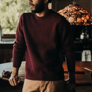 Suéter Taylor Stitch Wharf en Rojo Borgoña Tejido 100% Lana Merino Talla M (40) - Imagen 1 de 7