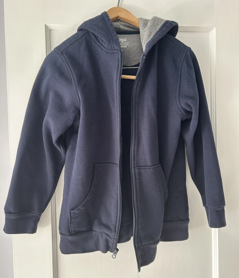 Boys Navy Blue Everlast Hoodie With Full Zipper And Pockets Size 10/12 - Image 1 of 1