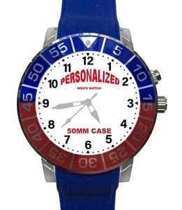Custom personalized Watch 50mm Steel Case 24mm Band LOGO Design 3ATM WR LIGHTS - Picture 1 of 1