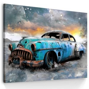Leinwand Bild Rostiger Oldtimer Auto Abstrakt Wandbilder XXL Wohnzimmer  7524A - Bild 1 von 9
