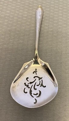 Toalla de plata esterlina BonBon tuerca cuchara Virginia Carvel 1919 servidor perforado 5" Foto 1 de 4