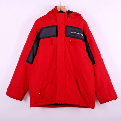 Calgary Stampeders CFL Vintage Insulated Full Zip Puma Jacket Red Size L Cover