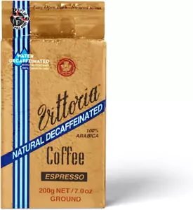Vittoria Coffee 100% Arabica Naturally Decaffeinated Espresso Ground Decaf Co... - Picture 1 of 6