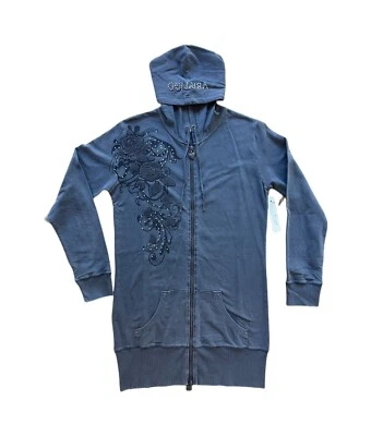 Moletom com capuz Vertigo Paris bordado cinza tamanho M zíper completo Y2K - Imagem 1 de 4