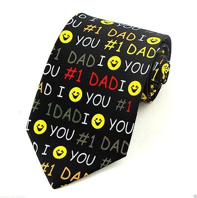 Corbata negra cara sonriente #1 papá para hombre día del padre papá padre regalo  Foto 1 de 2
