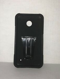 Double layer Hybrid Case Cover with Kickstand for Nokia Lumia 635- Black