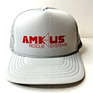 Vintage Amkus Rescue Systems Patch Snapback Trucker Hat snapback Gray grandpa - Picture 1 of 7