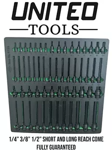 United Tools 56 INDUSTRIAL IMPACT HEX BIT SOCKET SET H2 - H19 1/4" 3/8" 1/2"dr - Picture 1 of 3