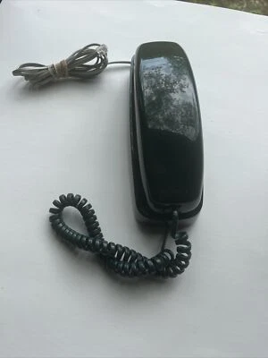 Teléfono de escritorio fijo retro rizado verde con cable AT&T Trimline 210 de colección Foto 1 de 4