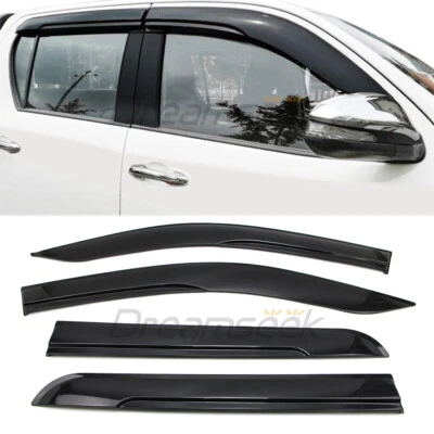 Window Visor Sun Rain Guards For Toyota Hilux Revo 2015+ Vent Visor Black 4PCs Foto 1 de 4