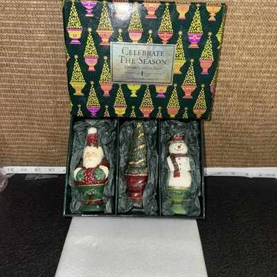 TOPIARY Christmas CANDLE TRIO White Barn Candle Co. 5" Santa Tree Snowman NIB - Image 1 of 4