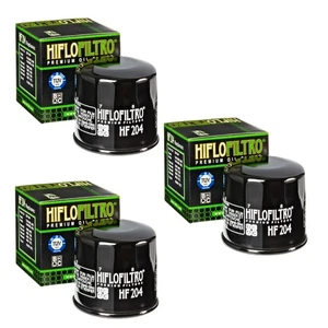 Hiflofiltro 3 Pack Oil Filter HF204 Black Honda Kawasaki Suzuki Triumph Yamaha - Picture 1 of 2