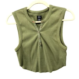 BDG Urban Outfitters Cropped Henley Tank Top Damen M grün gerippt runder Saum - Bild 1 von 9