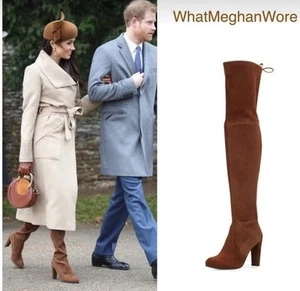 Stuart Weitzman Hiline Nutmeg Over Knee Suede Boots Meghan Markle DISCONTINUED - Picture 1 of 16