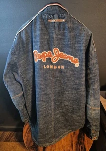 VTG Pepe Jeans Co. Mens  Denim Logo Embellished Jean Jacket 3XL - Afbeelding 1 van 8