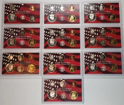1999-2008 US Mint Silver Proof Partial Set 51 Coins 10 Sets No Quarters 90% - Image 1 of 4