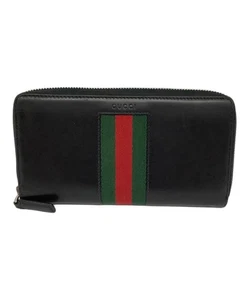 GUCCI Wallet Leather Gray Round Zip Long Wallet From Japan - Picture 1 of 24