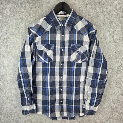 Coastal Shirt Mens Medium Blue Check Pearl Snap Long Sleeve Western 10918 - Image 1 of 4